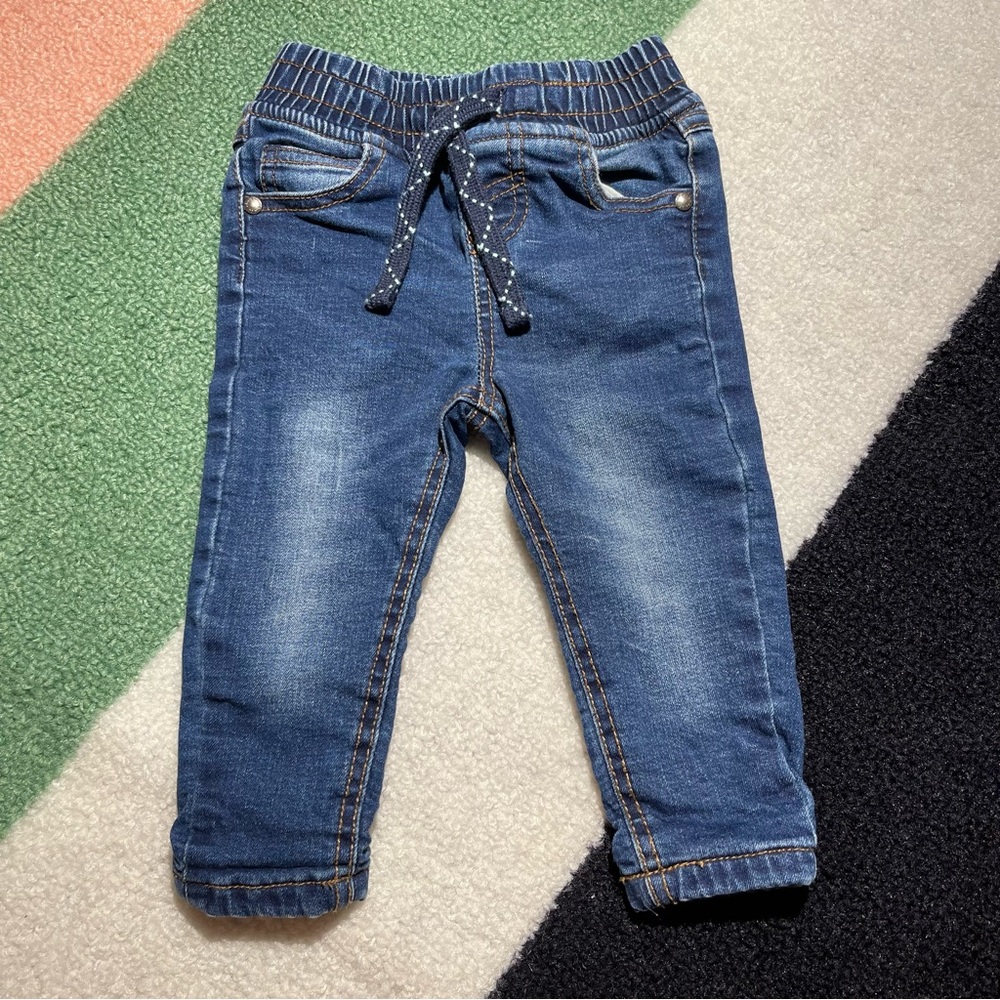 👖 9-12M Denim Co Fleece Lined Elastic Waist Jeans